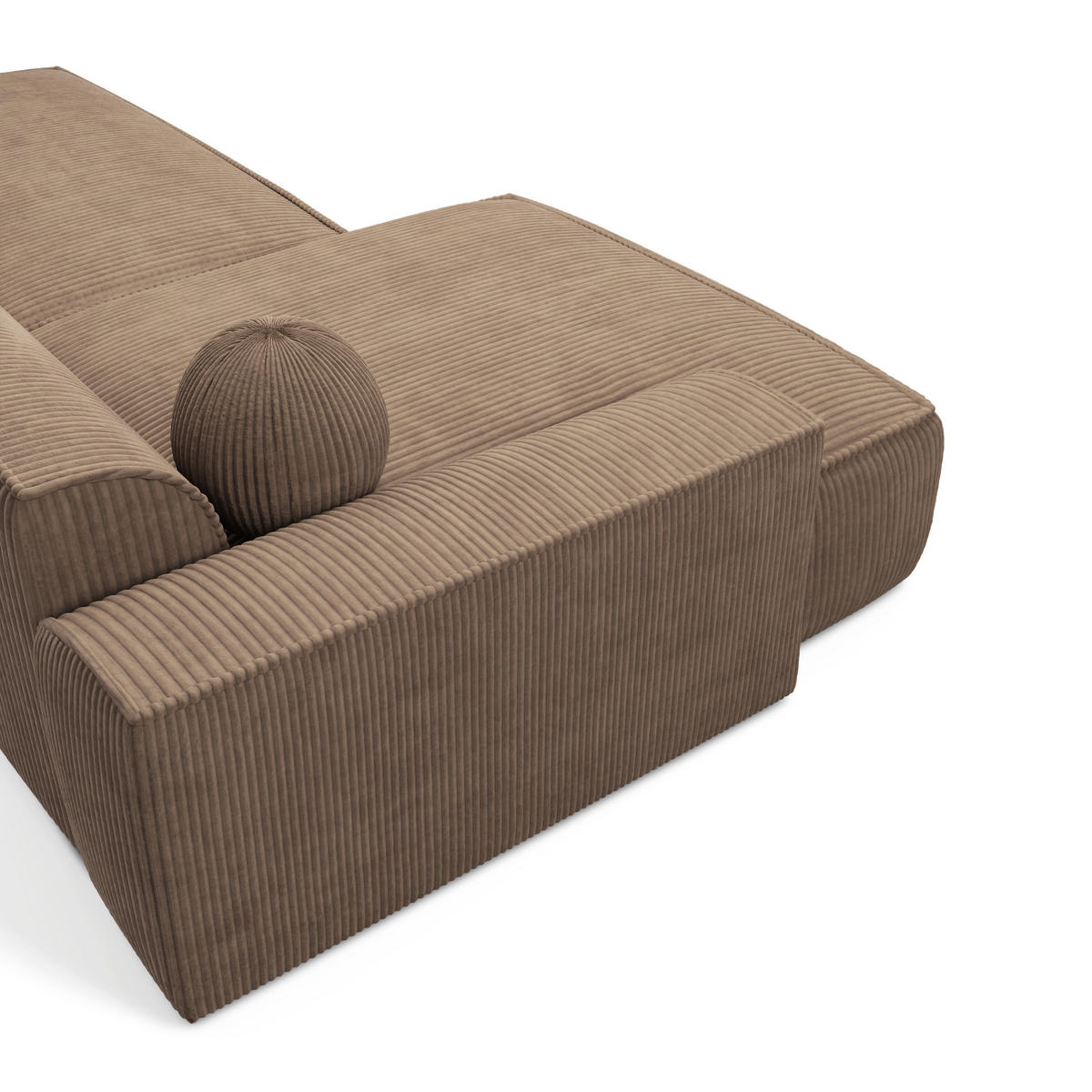 ECKSOFA LINKS Gerippter Samt Taupe 260cm - Taupe, Textil (155/260cm) - Sia Home