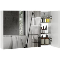 BADEZIMMER-WANDSCHRANK mit 3 Spiegeltüren und verstellbaren Holzregalböden, 90 x 13,5 x 60 cm ,Weiß - Weiß, Glas (90/60/13.5cm) - Vallsero