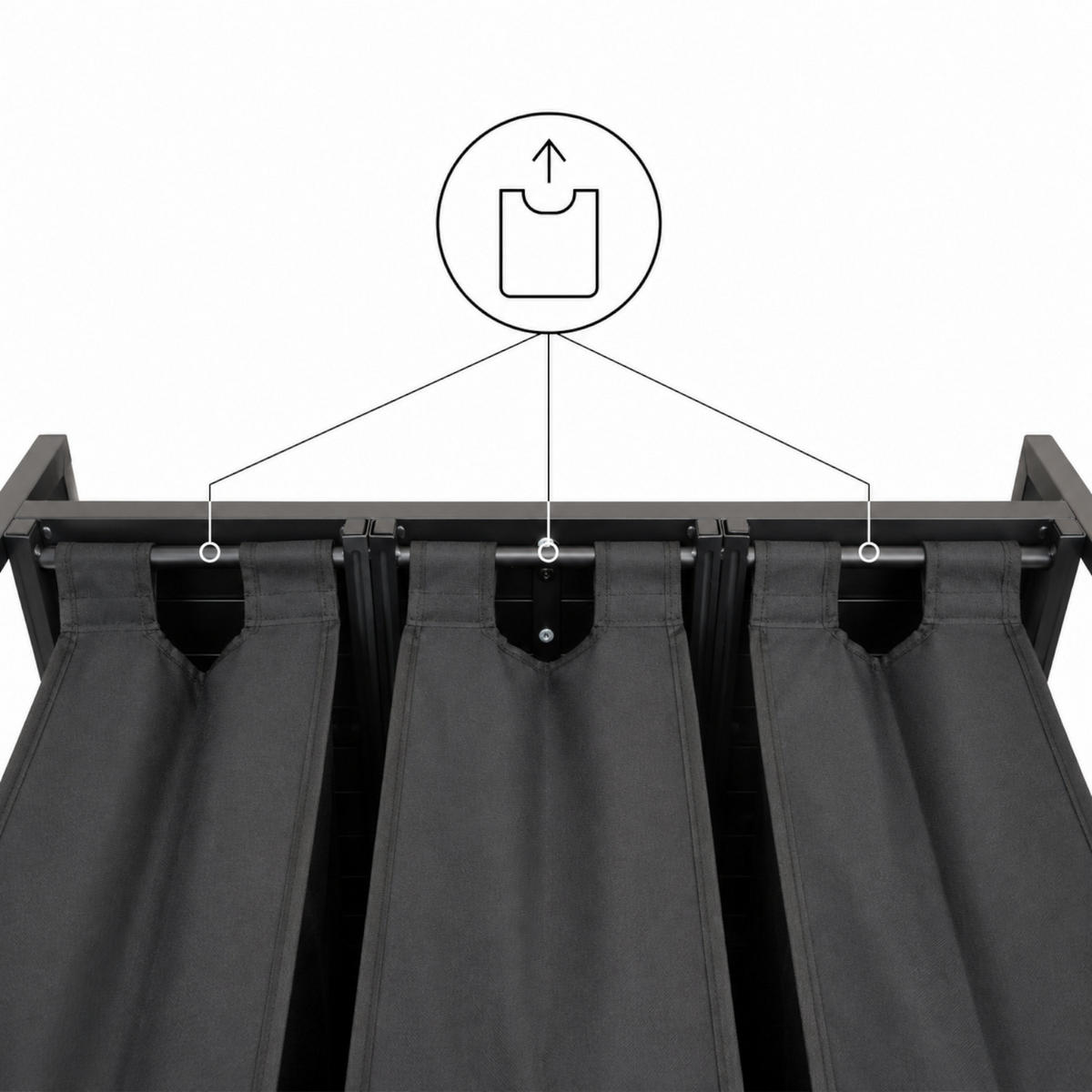 WÄSCHEKORB Metall Stoff MDF Schwarz 3 Wäschesäcke 114l 92,5x33x71 cm - Schwarz, Holzwerkstoff/Textil (92.5/71/33cm) - Begryf