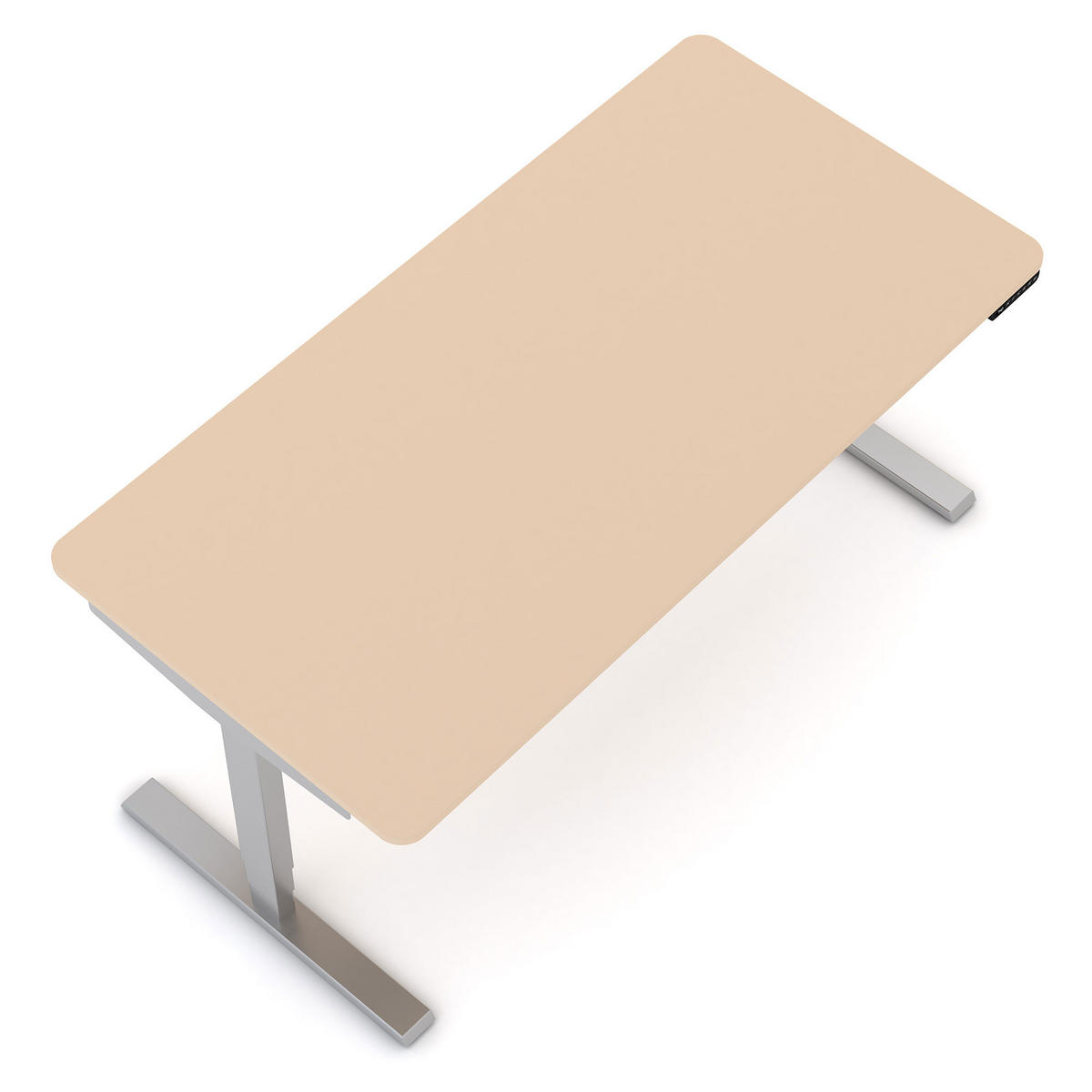 SCHREIBTISCH Elektrisch höhenverstellbarer Schreibtisch Y-Line Curved Kiesel Weißaluminium 160/70/62-127cm - Weiß Hochglanz/Beige, Holzwerkstoff/Metall (70/160/127cm) - ASSMANN