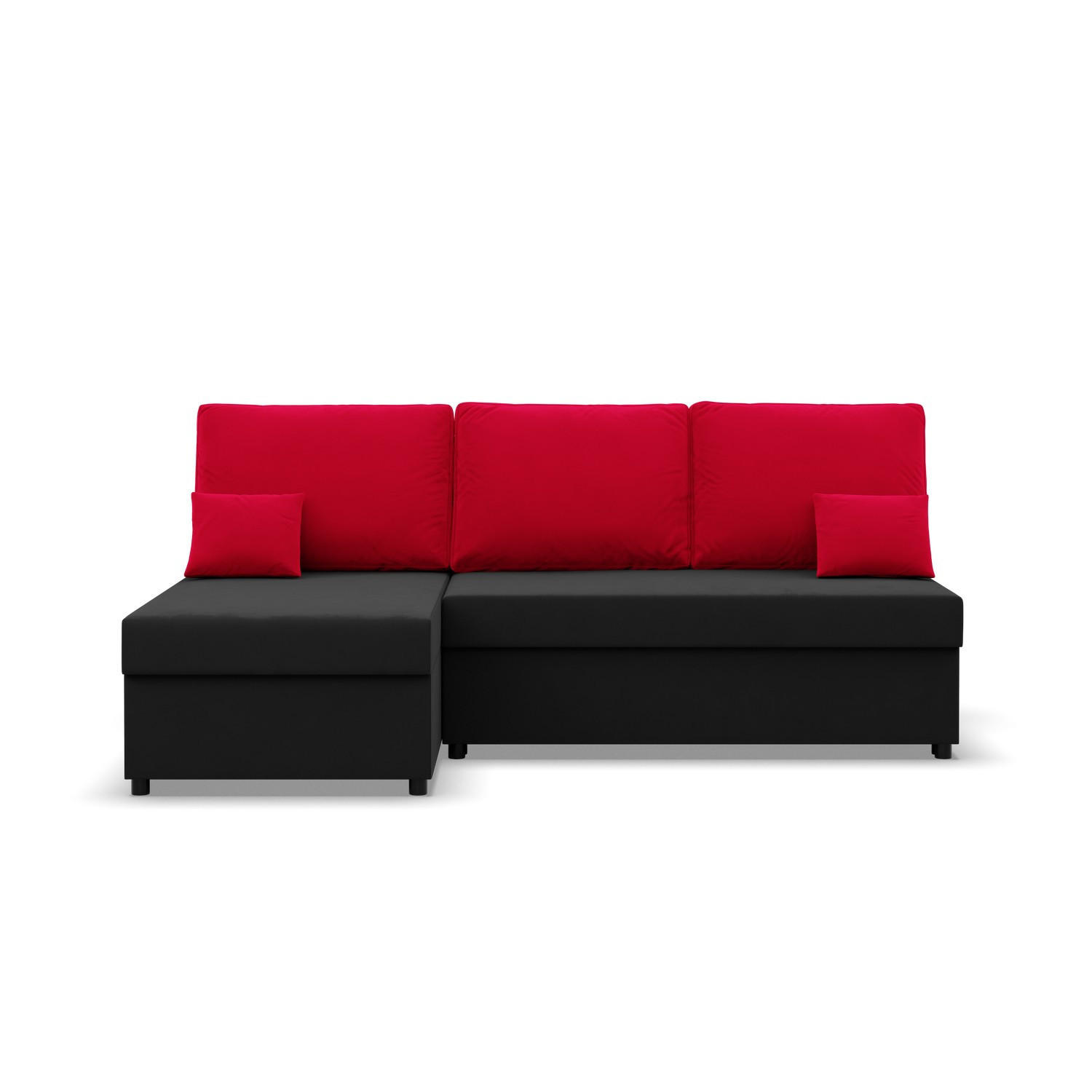 ECKSOFA MIT SCHLAFFUNKTION KEMI Schwarz/Rot - Rot/Schwarz, Textil (135/201cm) - Mebligo