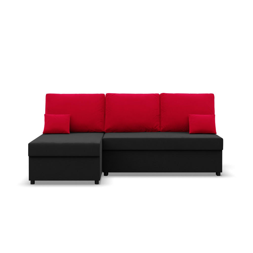 Thumbnail - Mebligo Ecksofa, Schwarz, Rot, Textil, 3-Sitzer, L-Form, 201x135 cm, Wohnzimmer, Sofas & Couches, Wohnlandschaften, Ecks...