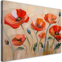 WANDBILD blumen mohn natur - Rot, Textil (60/40cm) - Feeby