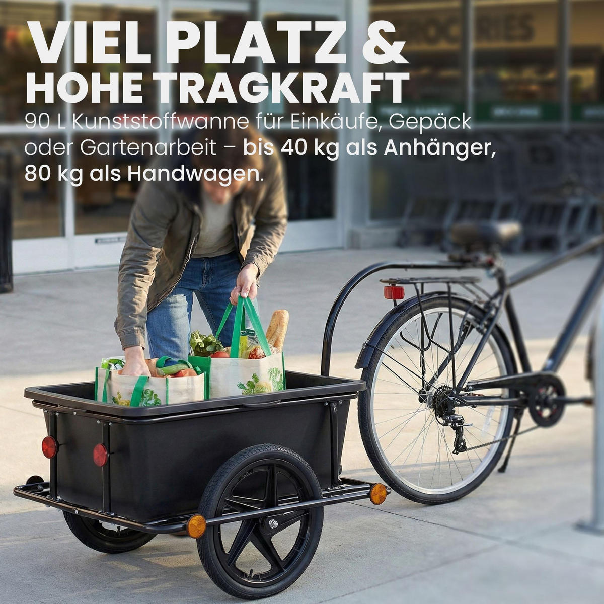 FAHRRADANHÄNGER Metall Schwarz - Schwarz, Metall (64/93/162cm) - CLP