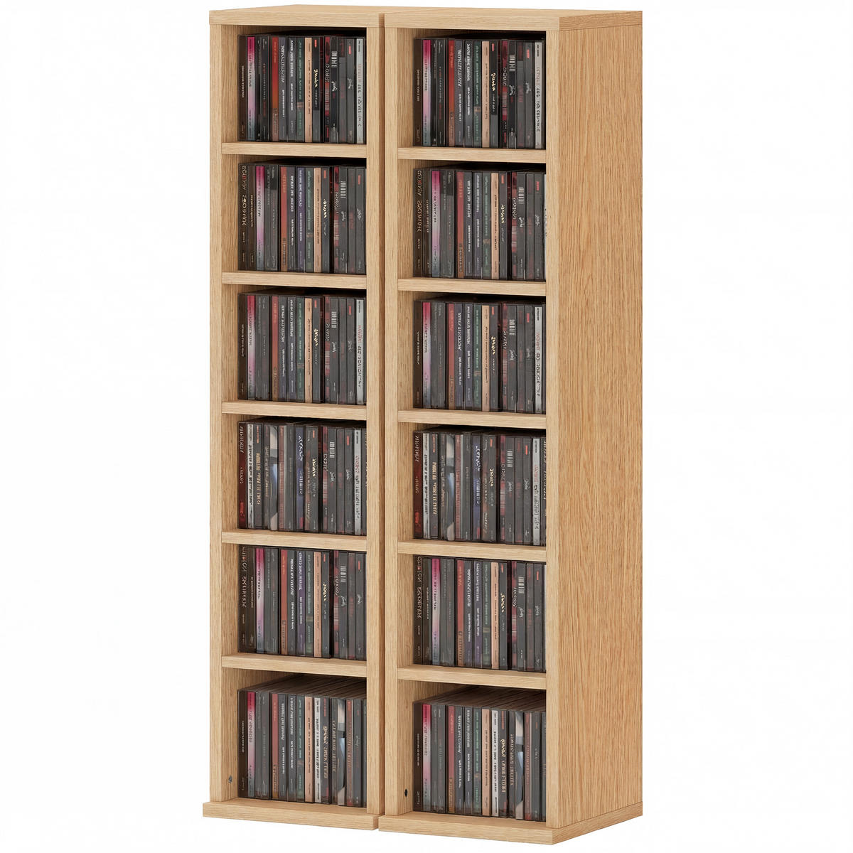CD-REGAL 2er-Set DE-14533 12 Fächer, schmal Naturholz - Naturfarben, Holzwerkstoff (22.5/88.5/21cm) - ComfortXL