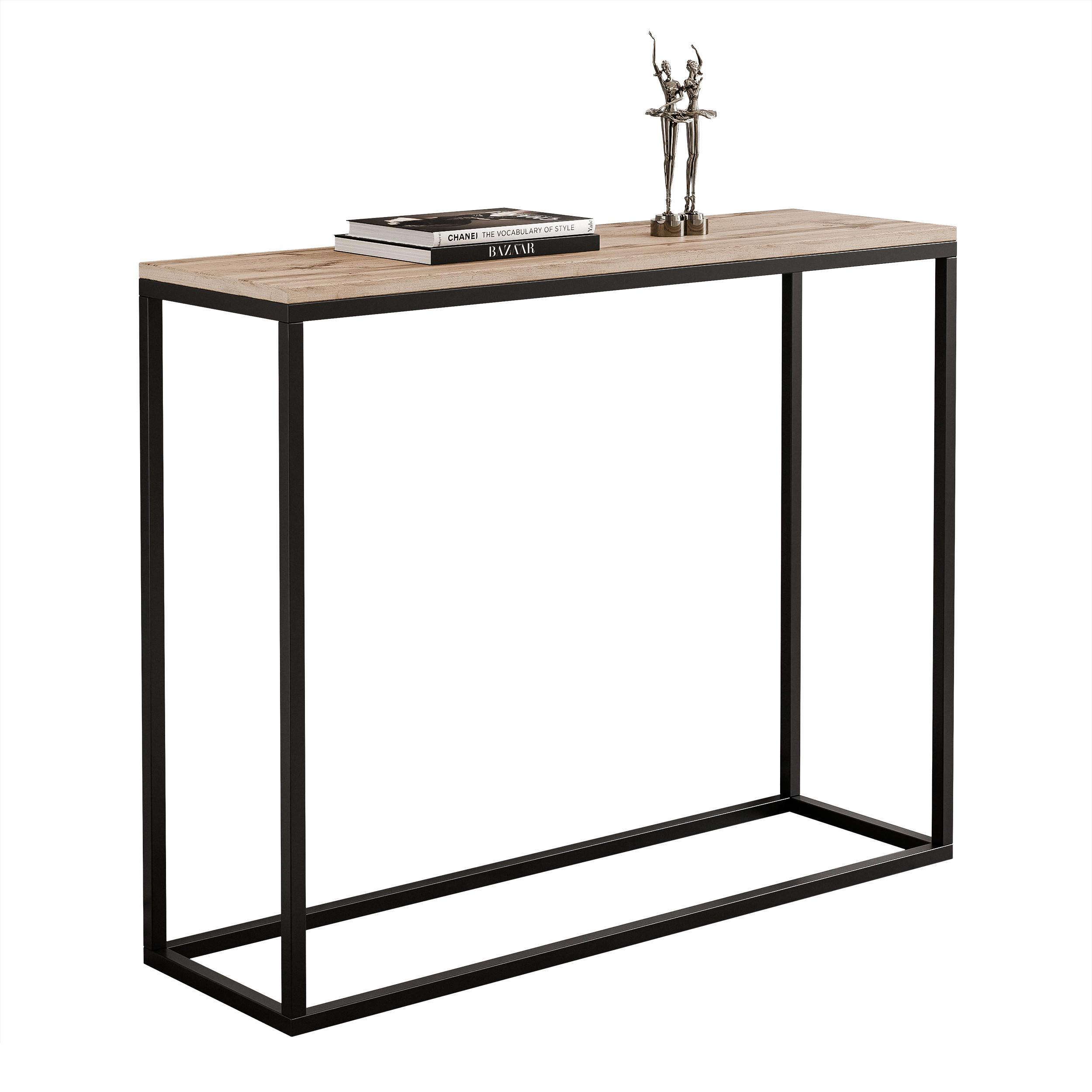 KONSOLENTISCH IRMA in 80/30/80 cm, Schwarz / Wotan-Eiche - Eiche Wotan/Schwarz, Holzwerkstoff/Metall (30/80/80cm) - Idohome