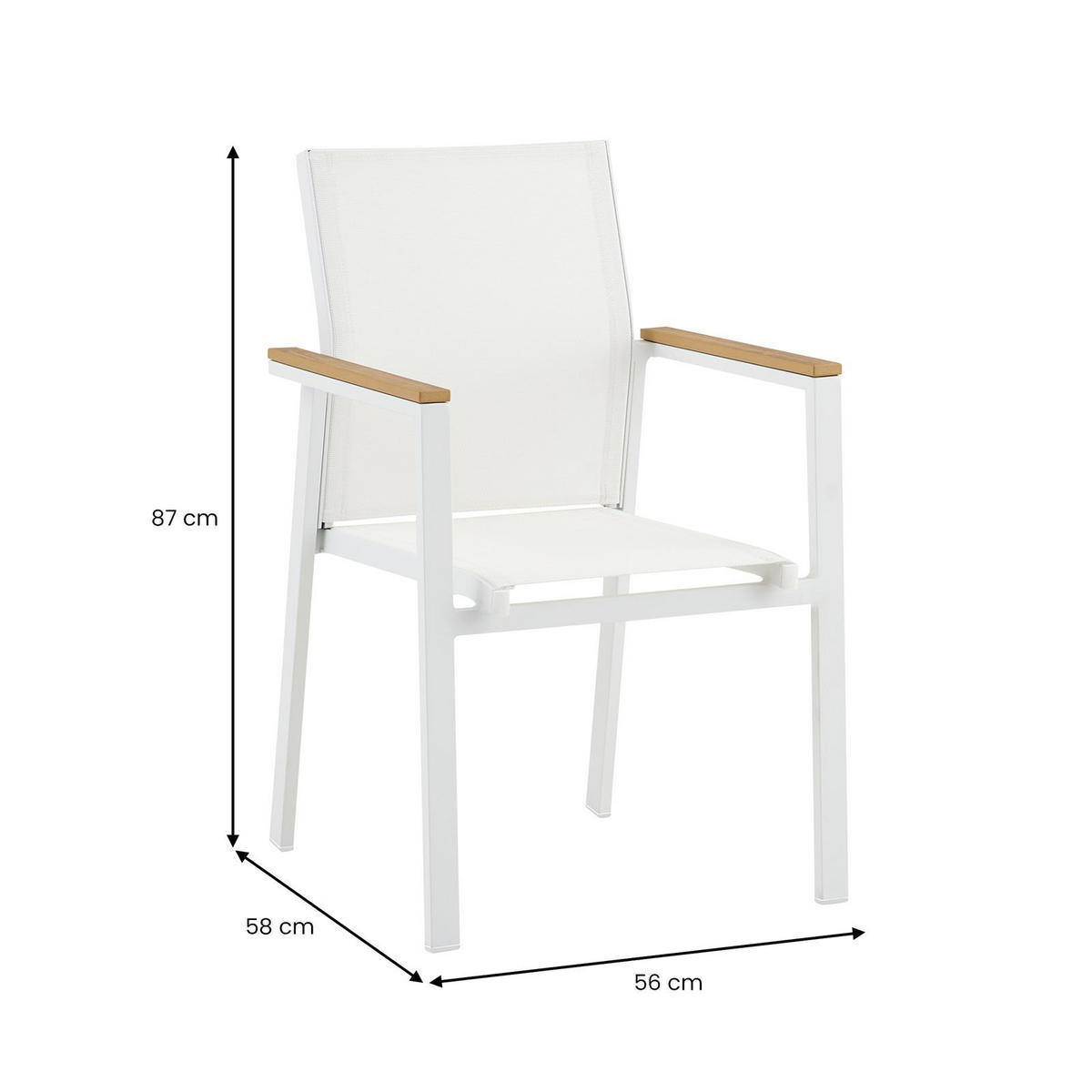 GARTENSTÜHLE WINDY 6ER-SET - Weiß, Metall (56/87/58cm) - IDIMEX