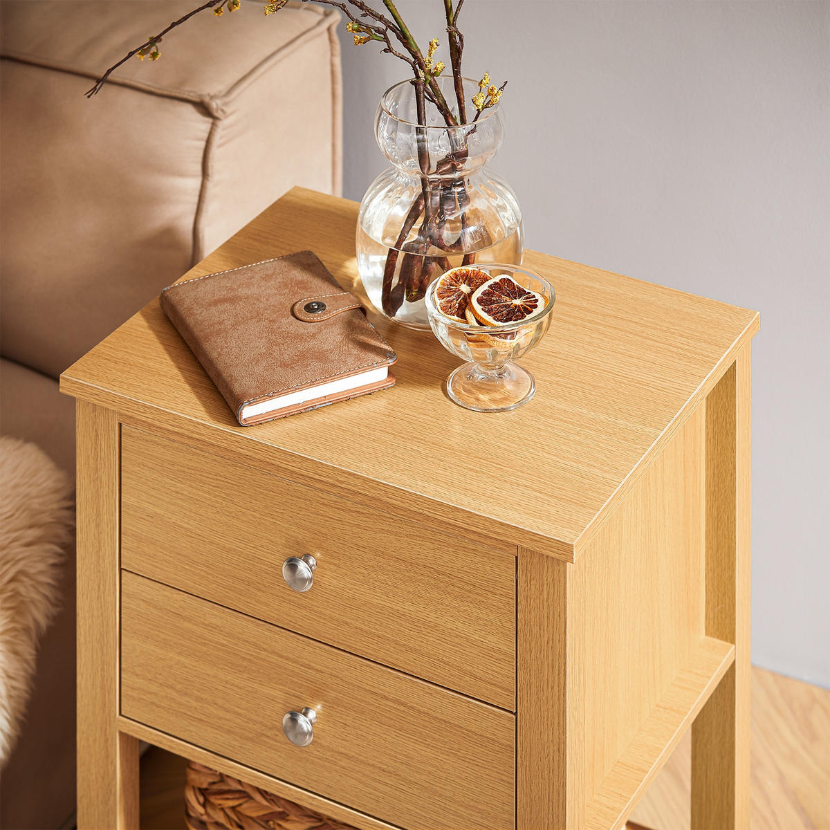 NACHTTISCH Natur - Naturfarben, Holzwerkstoff (45/60/35cm) - SoBuy