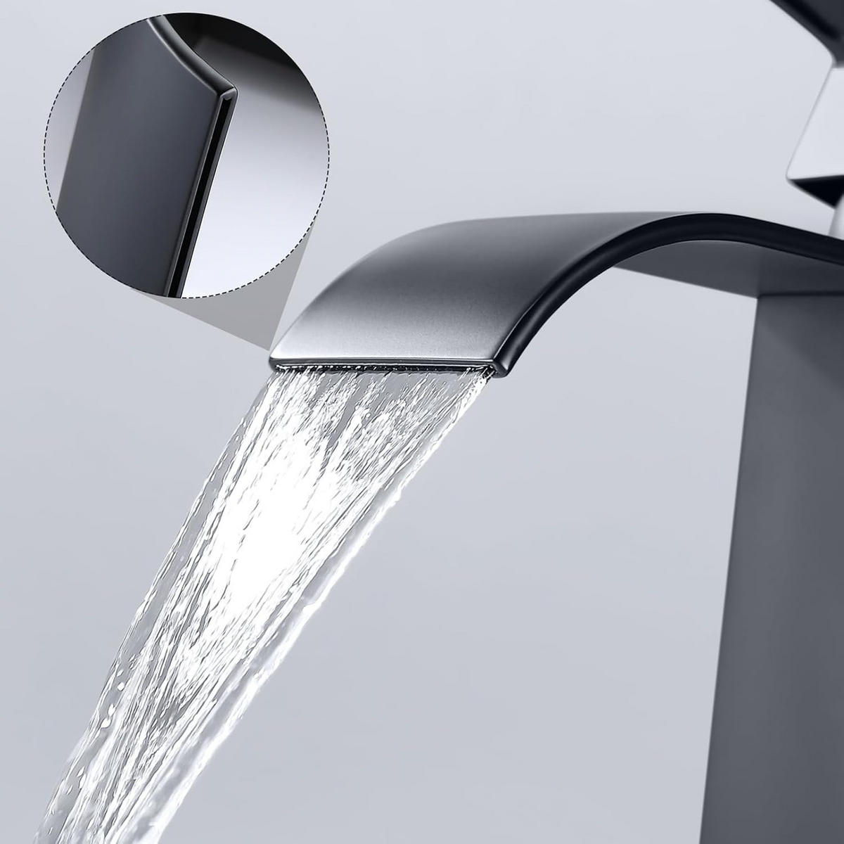 WASSERFALLARMATUR, 167 x 286 mm, hohe Ausführung, schwarz - Schwarz, Metall (38/7/21cm) - Vallsero