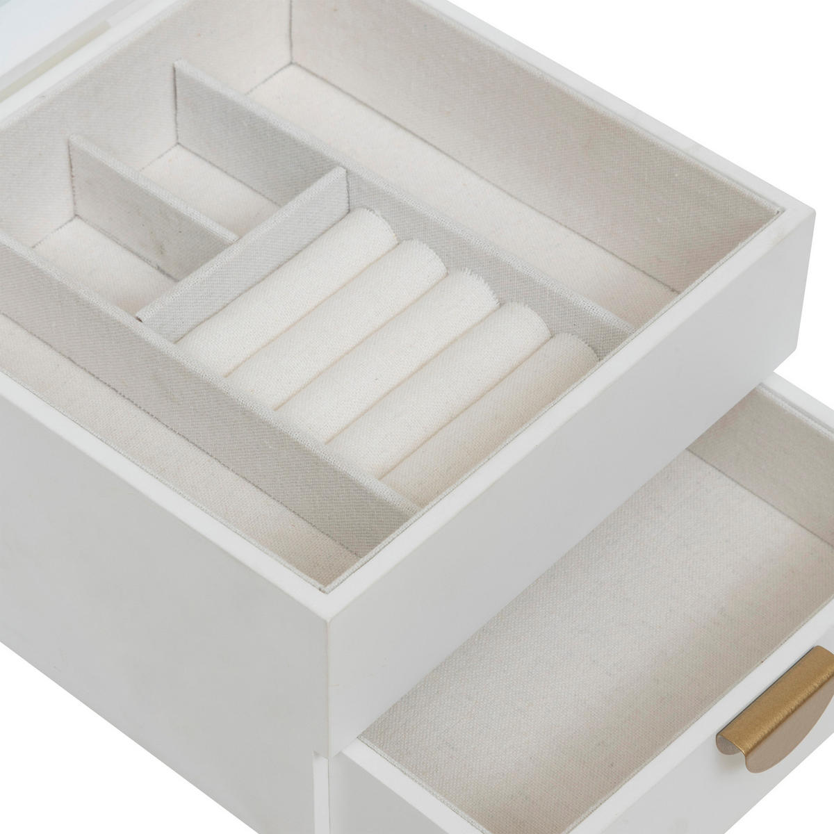 SCHMUCKKÄSTCHEN mit Spiegel Wild Romance 20/19,5/13,5 cm - Weiß, Holzwerkstoff (19.5/13.5/20cm) - Atmosphera Createur d´interieur