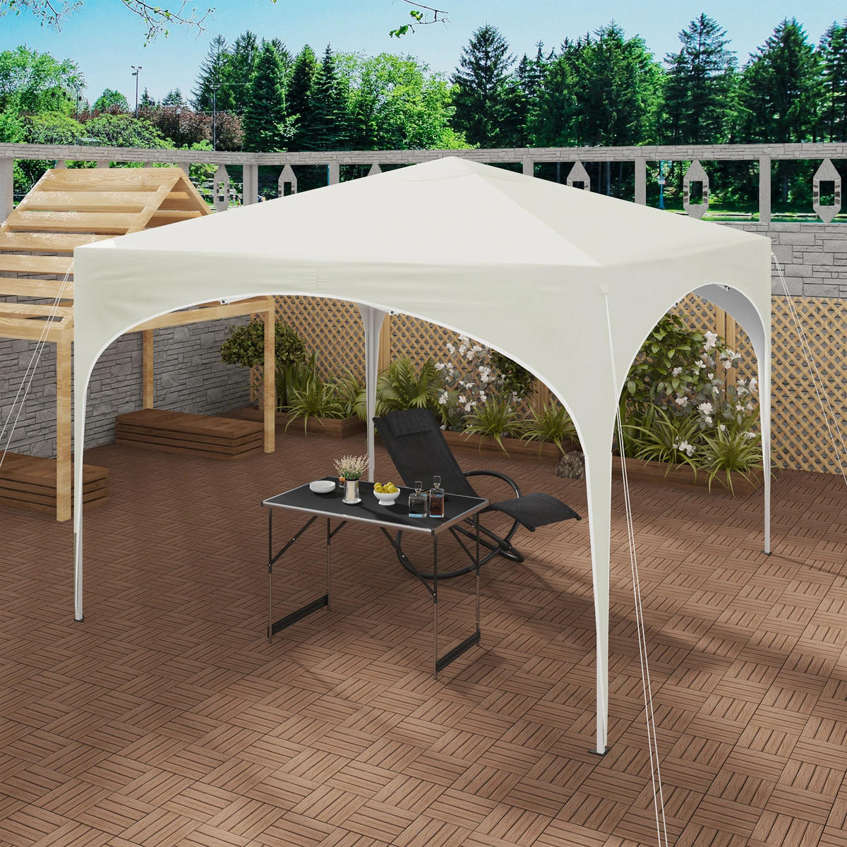 GARTENPAVILLON 3x3 m Metall+Oxford, Cremeweiß - Beige, Metall (300/260/300cm) - Kaket