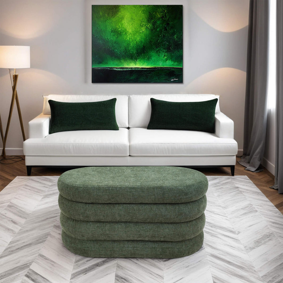 FUSSHOCKER Dunkelgrün 38/76/38 cm - Grün, Textil (38/38/76cm) - Mobili Rebecca