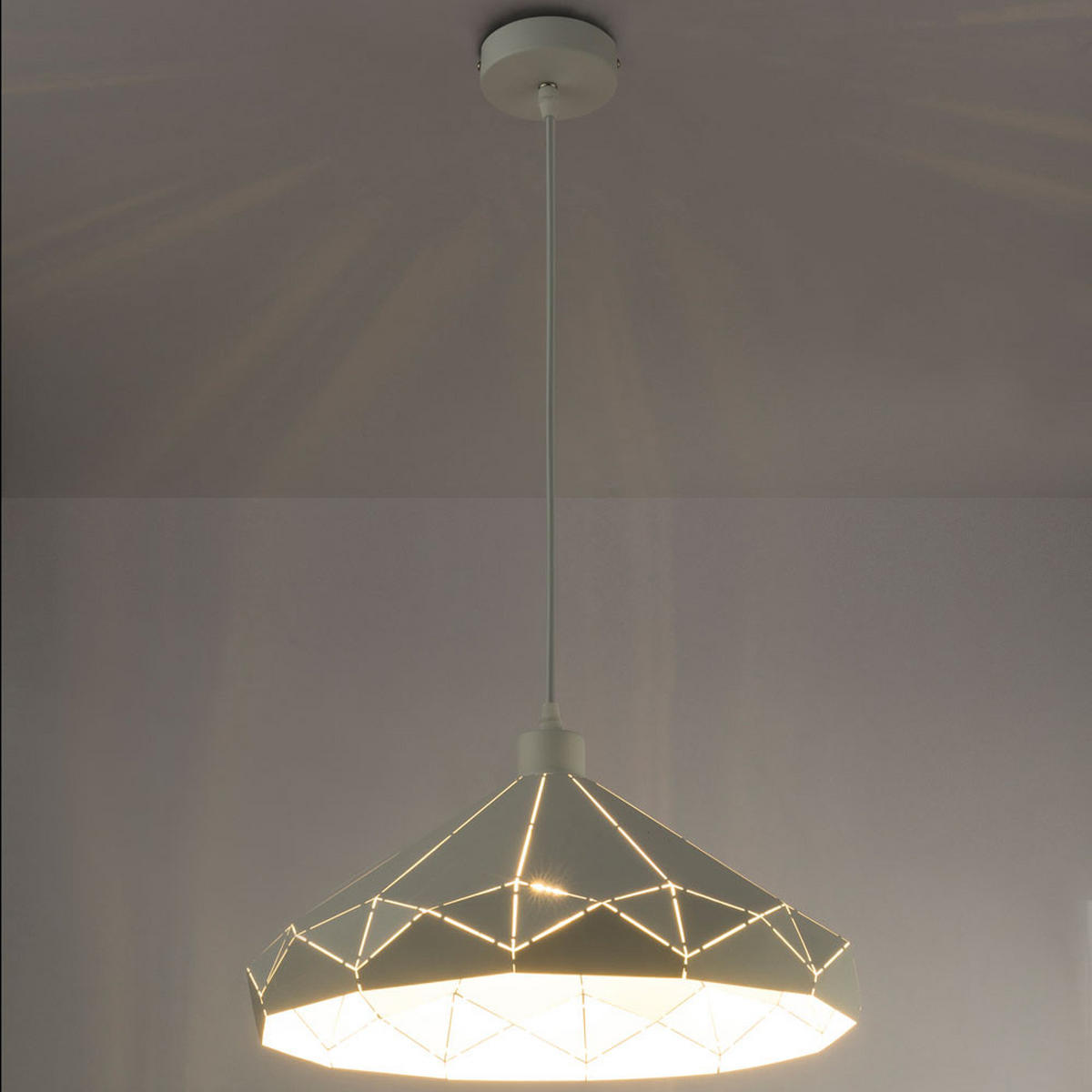 LED HÄNGELEUCHTE Muster Weiß - Weiß, Metall (40/40/120cm)