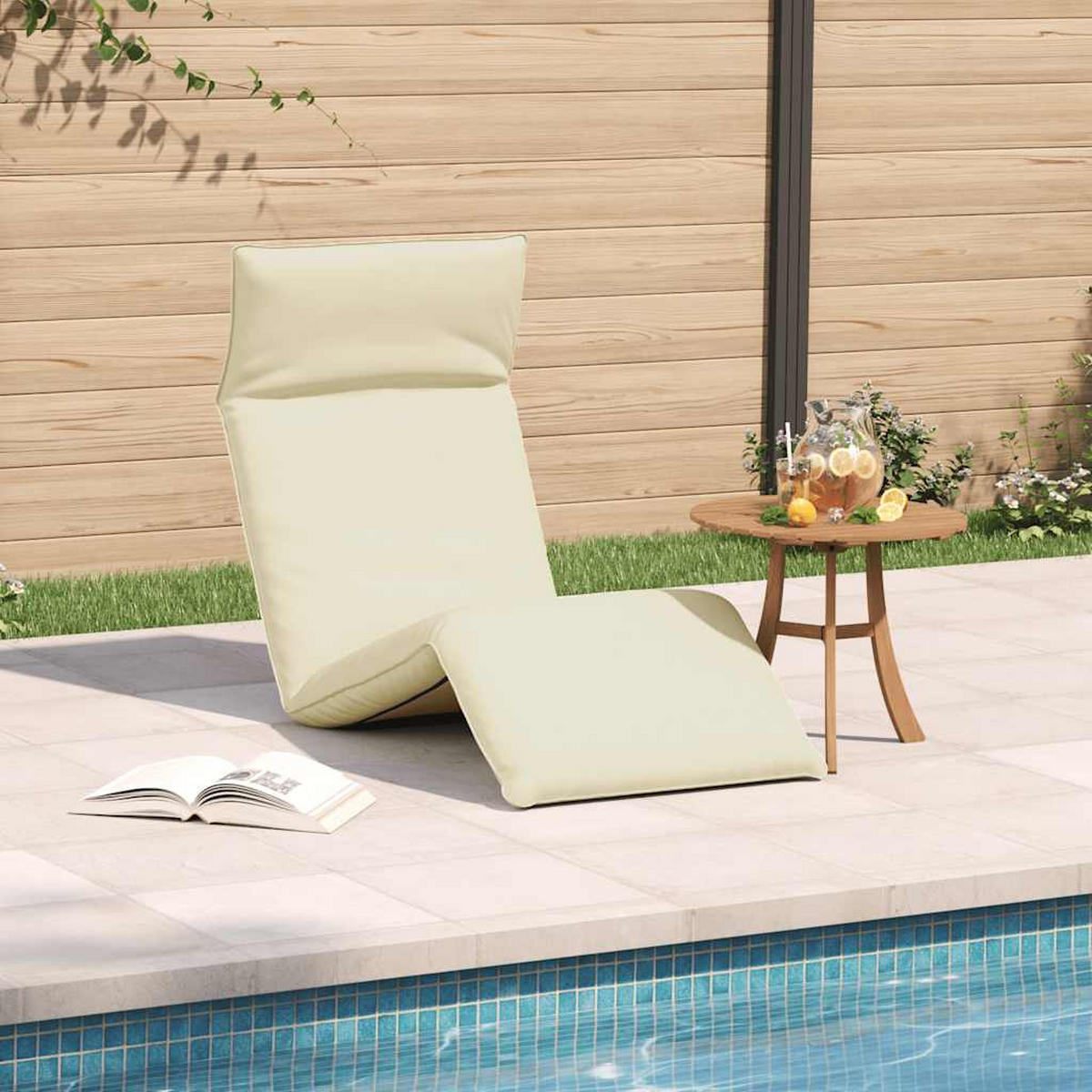 SONNENLIEGE Klappbar Creme 175/54/8.5 Cm Oxford-Gewebe - Creme, Textil (175/8.5/54cm) - vidaXL