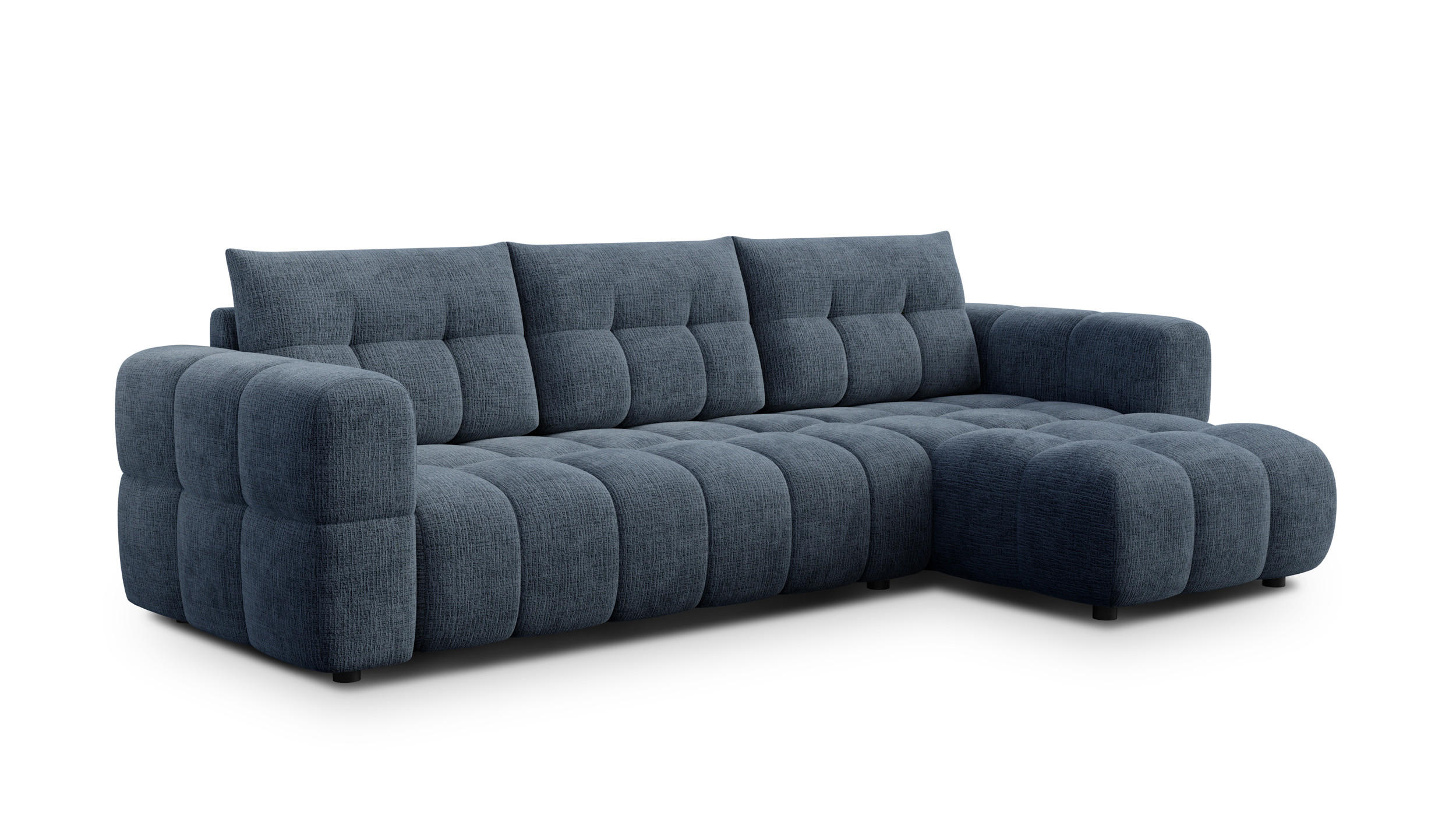 ECKSOFA CLOUDI 4-Sitzer rechts, marineblau - Blau/Schwarz, Holz/Textil (294/160cm) - Courtois Laville