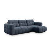ECKSOFA CLOUDI 4-Sitzer rechts, marineblau - Blau/Schwarz, Holz/Textil (294/160cm) - Courtois Laville