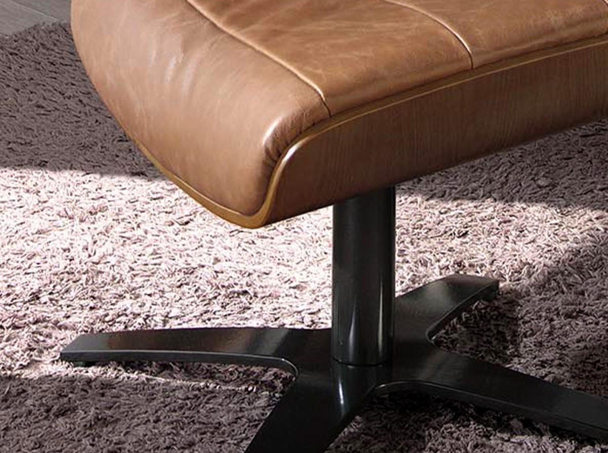 FUSSBANK Hocker aus braunem Leder 52/42/39 cm - Dunkelgrau/Braun, Leder (52/39/42cm) - ANGEL CERDA