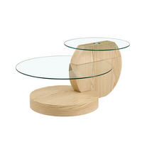 COUCHTISCH in Naturfarbe Wohnzimmertisch mit zwei Ebenen aus Sicherheitsglas für Wohnzimmer, B90/T70/H44 cm - Transparent/Naturfarben, Glas/Holzwerkstoff (90/90/44cm) - STILVORA
