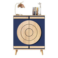 SCHUHSCHRANK in Naturfarben und Blau Schuhkommode mit mehrstufigem Stauraum und Holzbeinen, B76/T37/H98.5cm - Blau/Naturfarben, Holzwerkstoff/Metall (76/98.5/37cm) - STILVORA