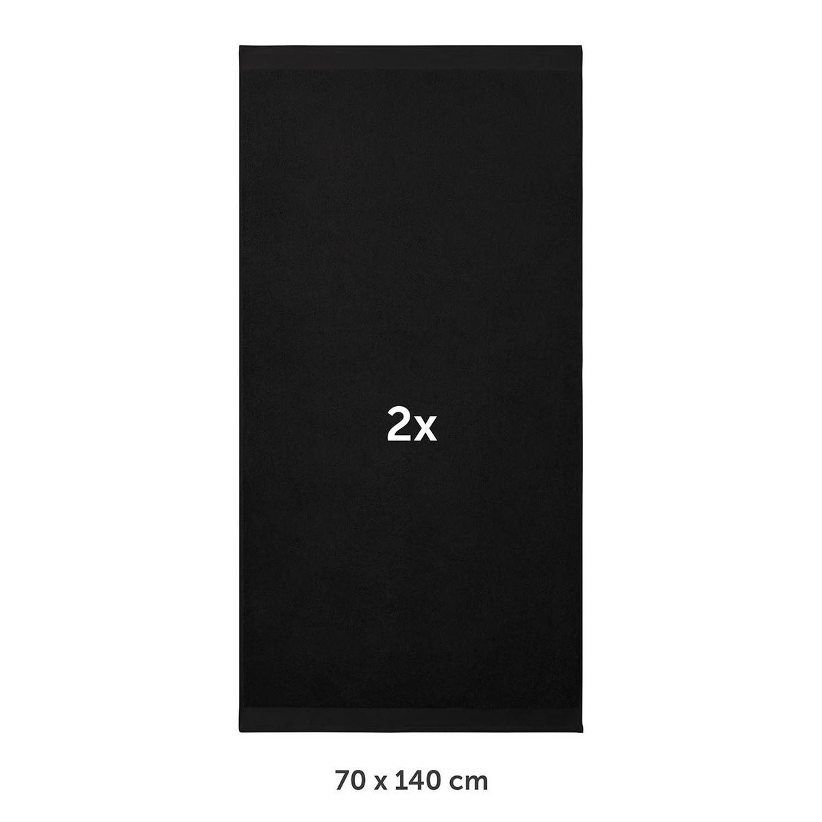 BADETUCH 2er-Set, 2x Badetuch 70/140 cm, Schwarz - Schwarz, Textil (70/140cm) - Blumtal