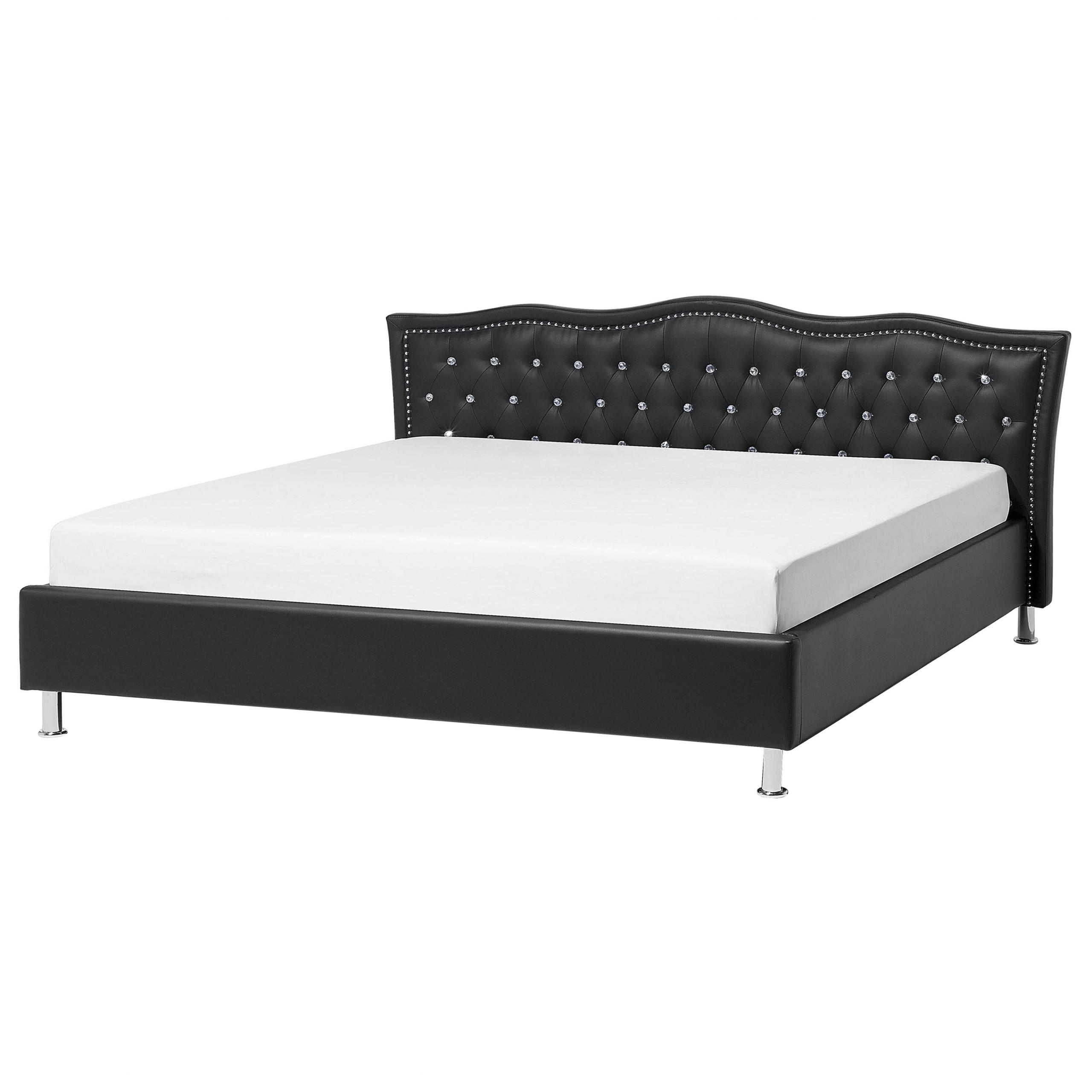 BETT 180/200cm Schwarz Metz - Schwarz, Kunststoff/Textil (180/200cm) - Beliani
