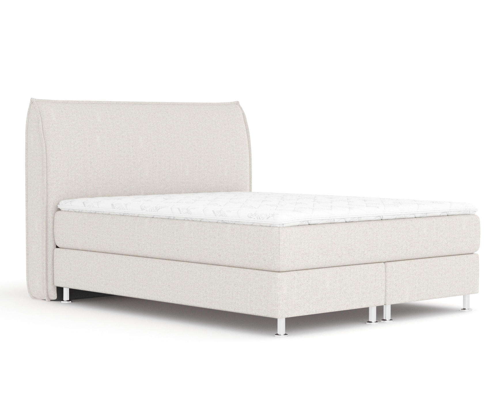 BOXSPRINGBETT Chermin Hellbeige 180/200 cm mit Latex-Topper - Beige/Silberfarben, Holz/Holzwerkstoff (180/200cm) - Maison de Reve