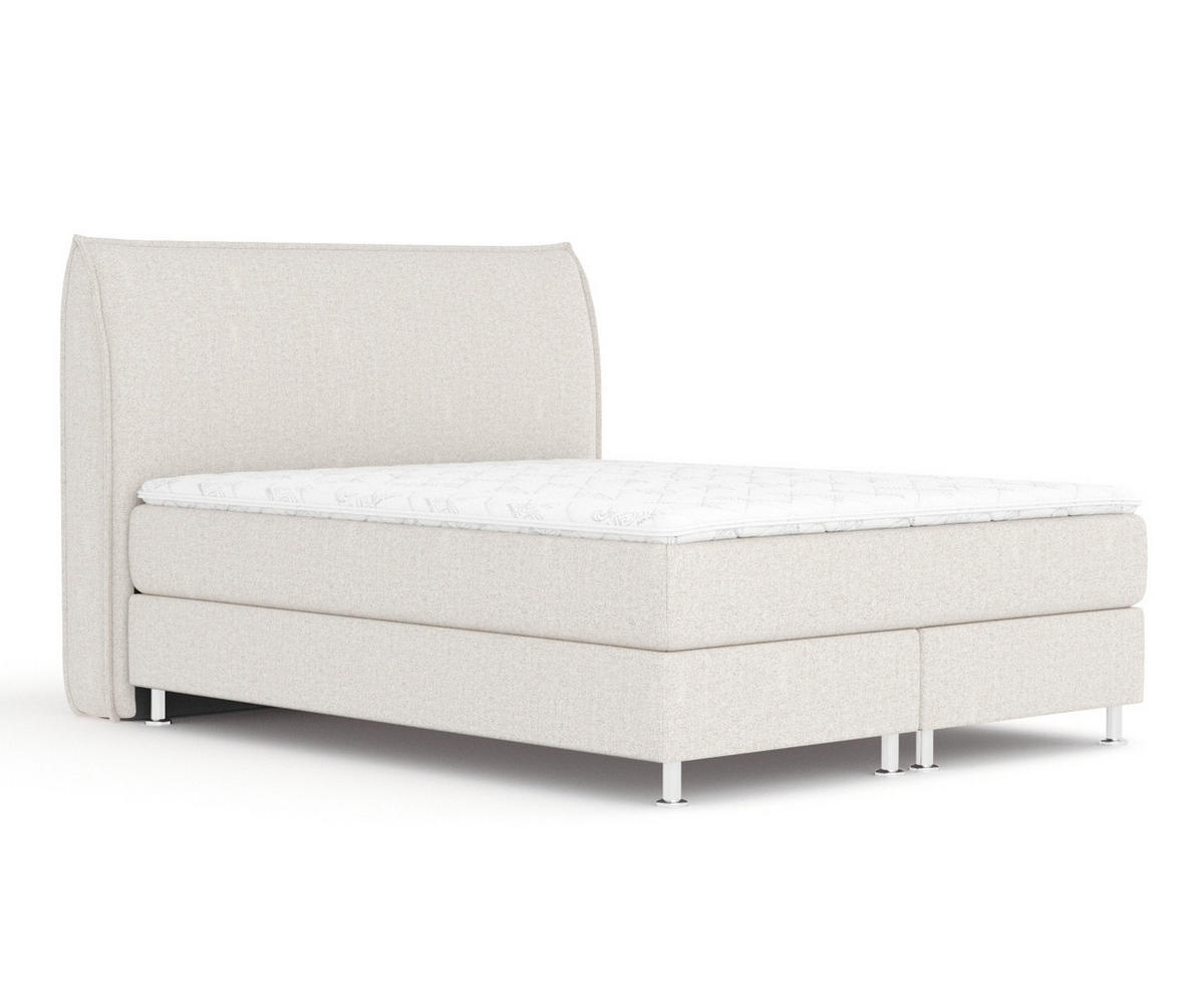 BOXSPRINGBETT Chermin Hellbeige 140/200 cm mit Latex-Topper - Beige/Silberfarben, Holz/Holzwerkstoff (140/200cm) - Maison de Reve