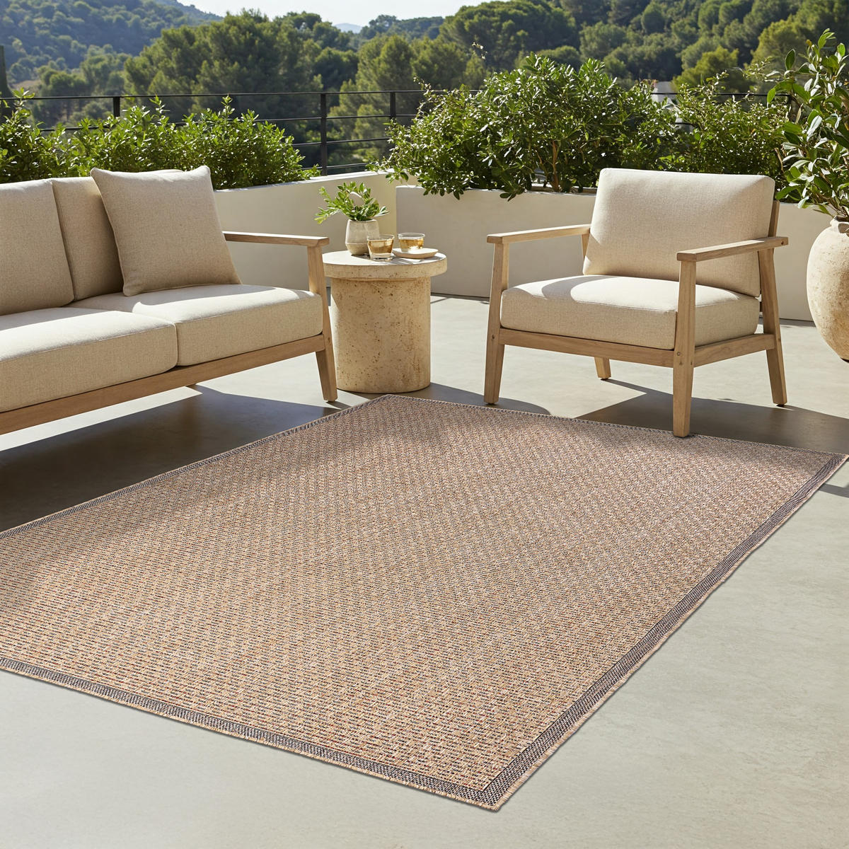 TEPPICH YUCANA Beige Outdoor Flachgewebe 160/230 cm - Beige, Textil (160/230cm) - Tapiso