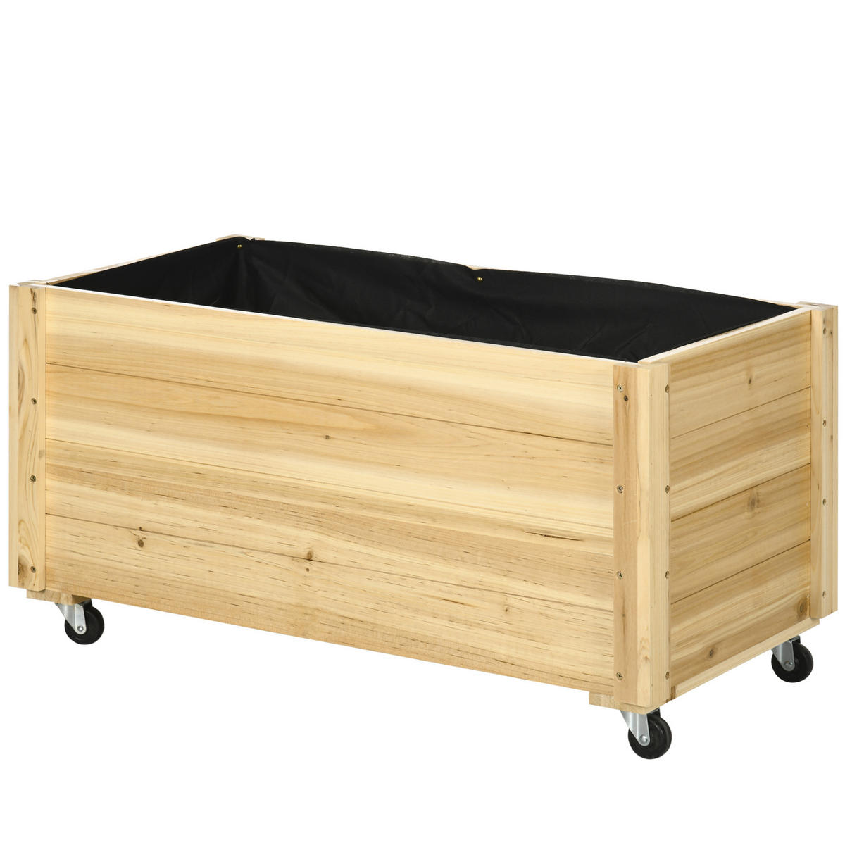 HOCHBEET auf Rollen DE-12132 89/48/47 cm mit Ablaufloch Natur - Naturfarben, Holz (89/47/48cm) - ComfortXL