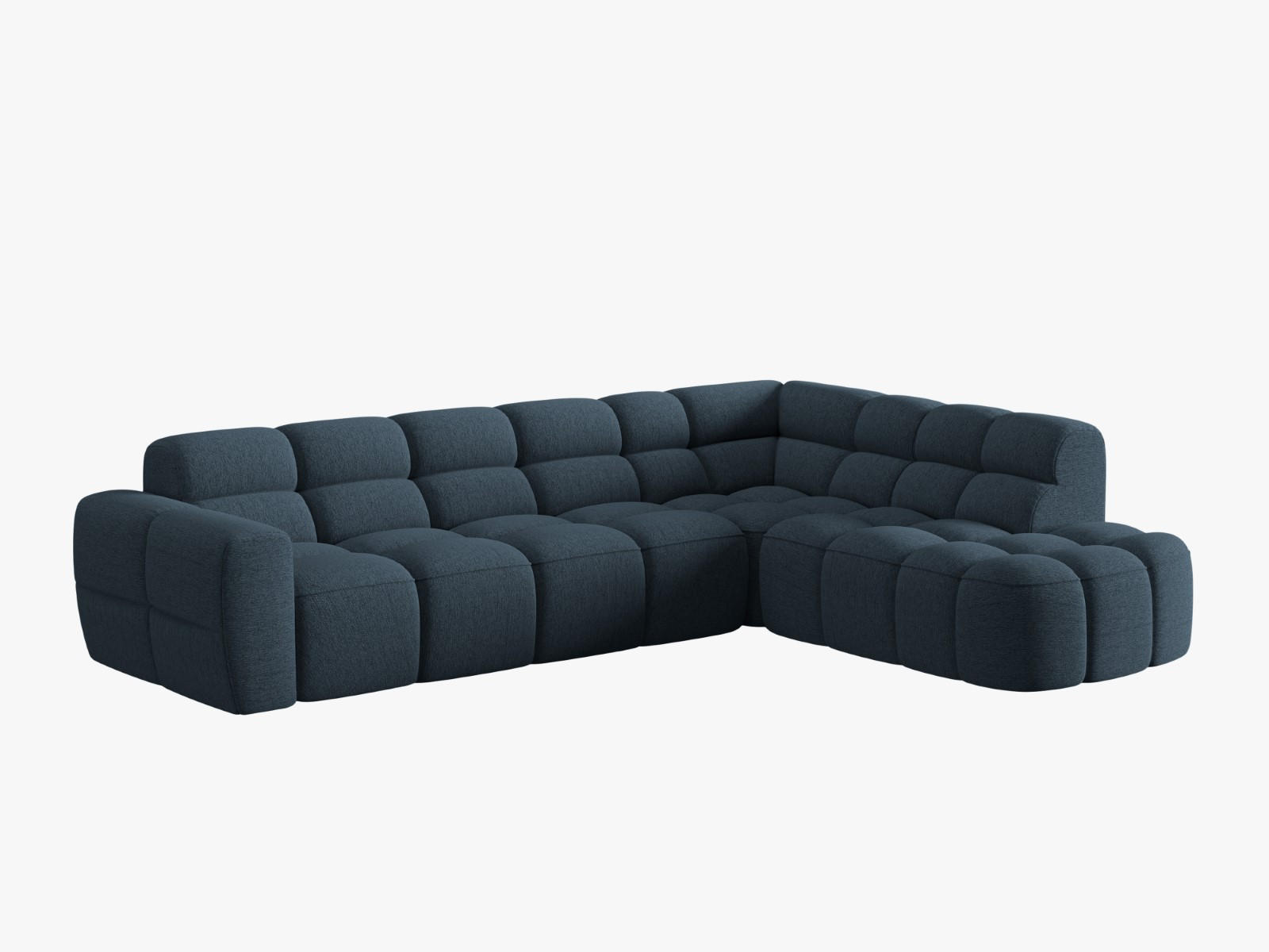 ECKSOFA rechts Lisa aus strukturiertem Stoff dunkelblau 5 Sitzplätze - Dunkelblau, Textil (234/293cm) - Micadoni