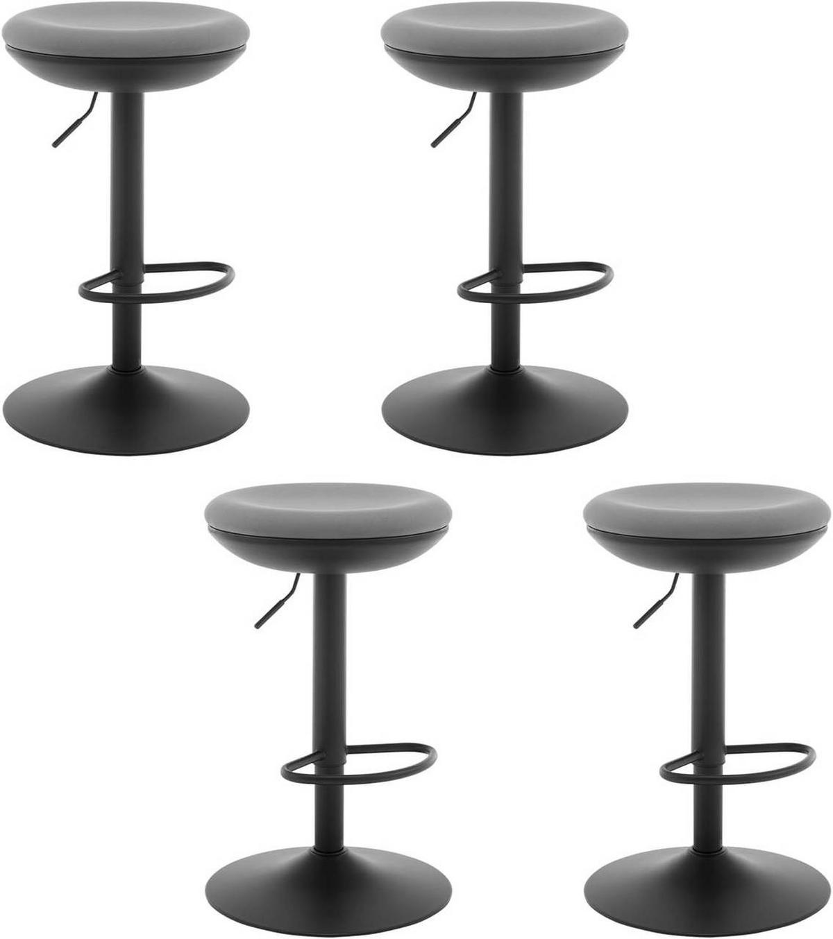 BARHOCKER 4er Set, Metallgestell, Netzgewebe, Grau - Grau, Textil/Metall (41/64/41cm) - Woltu