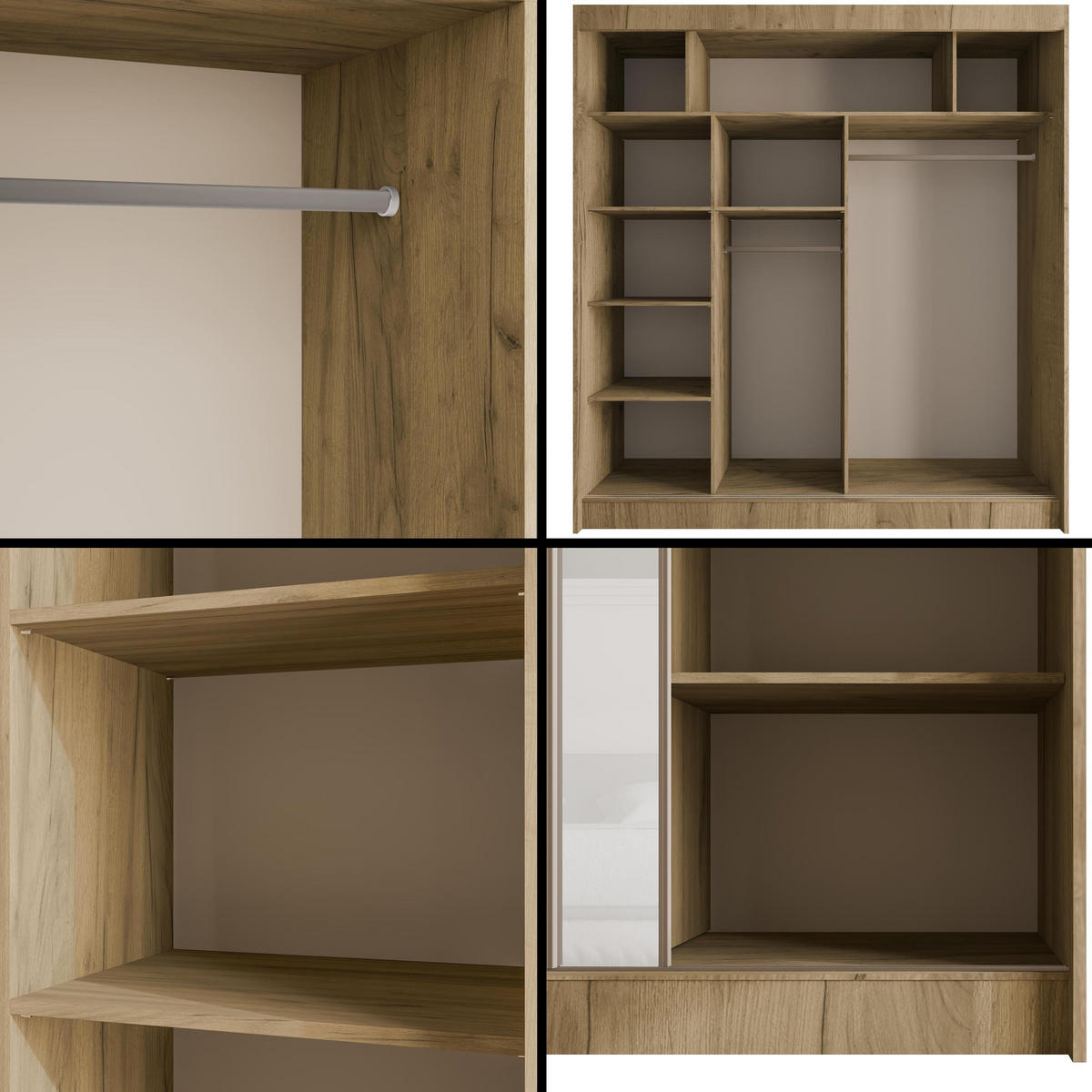 KLEIDERSCHRANK VESLI - 200 cm - Braun|Weiß - Braun/Weiß, Holzwerkstoff (200/215/61cm) - ALTDECOR
