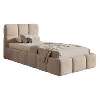 POLSTERBETT Cloudy Beige Samt, Bettkasten & Lattenrost, 90x200 cm - Beige/Schwarz, Kunststoff/Textil (90/200cm) - Selsey