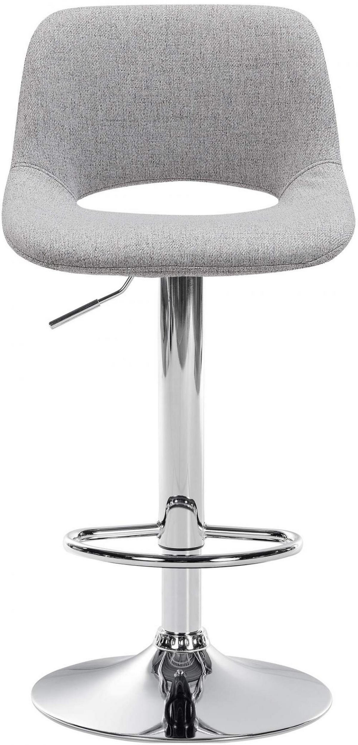 BARHOCKER 2er Set Stoff hellgrau - Chromfarben/Hellgrau, Textil/Metall (42/86/46cm) - CLP
