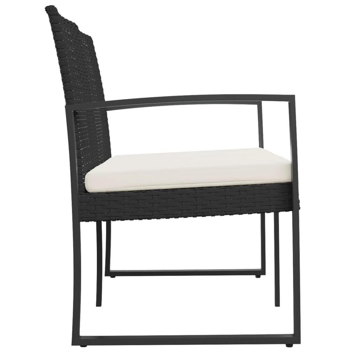 GARTENBANK 2-Sitzer mit Kissen Schwarz PP-Rattan - Anthrazit, Kunststoff (103.5/77.5/57cm) - furnicato