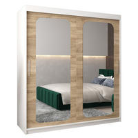 SCHWEBETÜRENSCHRANK 200/180/62 2-türig - Silberfarben/Weiß, Holz/Kunststoff (180/200/62cm) - Abiks Möbel