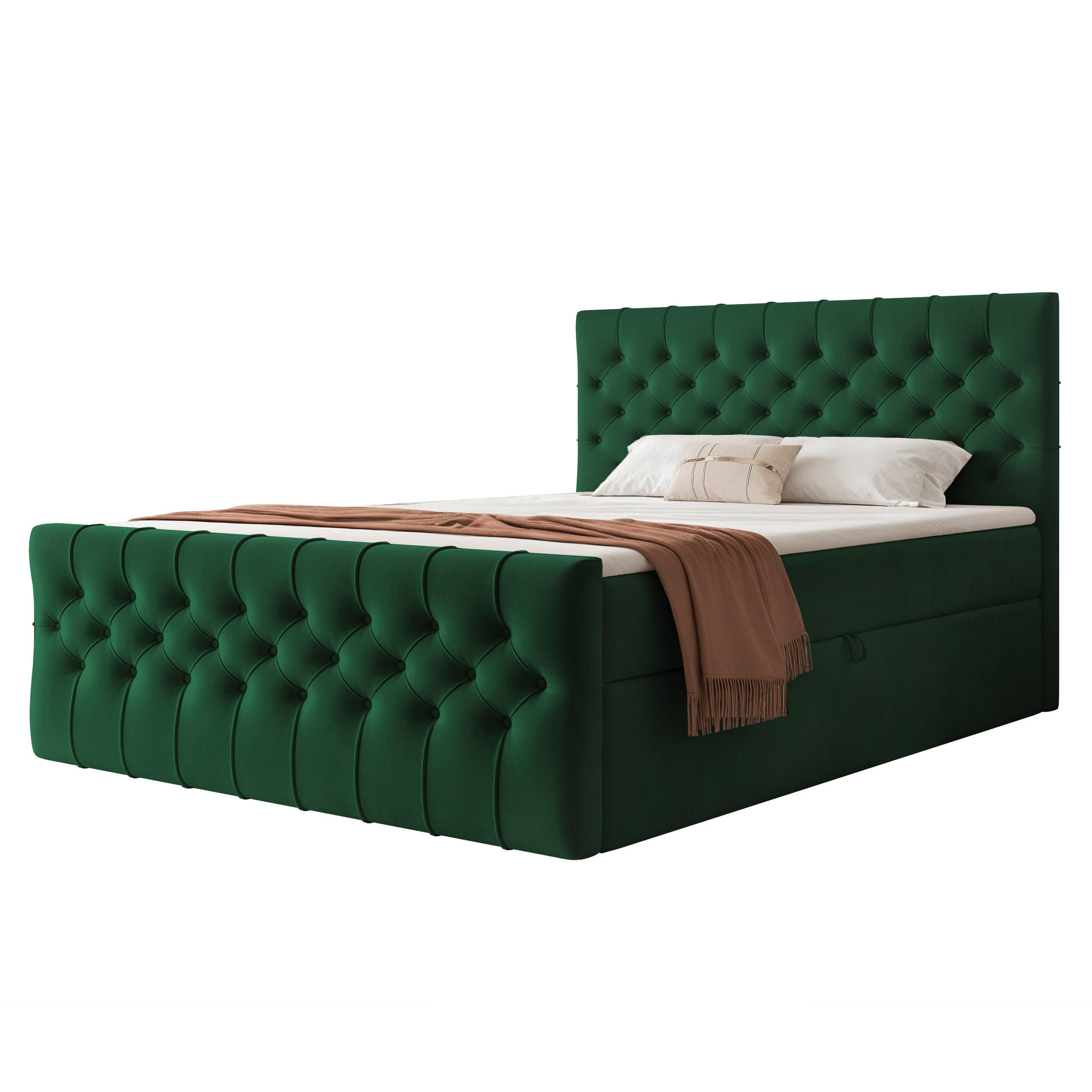 BOXBETT JOLIE 120x200 cm mit Matratze, Grün - Grün, Textil (120/200cm) - Idohome