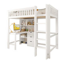 HOCHBETT mit Schreibtisch, 3 Schubladen, Weiß, 90/200 cm, ohne Matratze - Weiß, Holzwerkstoff (90/200cm) - MIVRAY