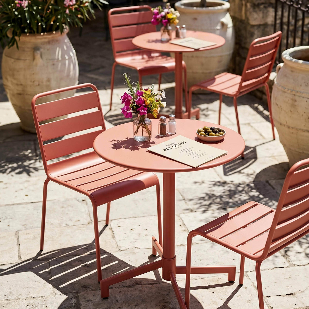 GARTENSET 3-tlg., Tonfarbe - Pink, Metall - Oviala
