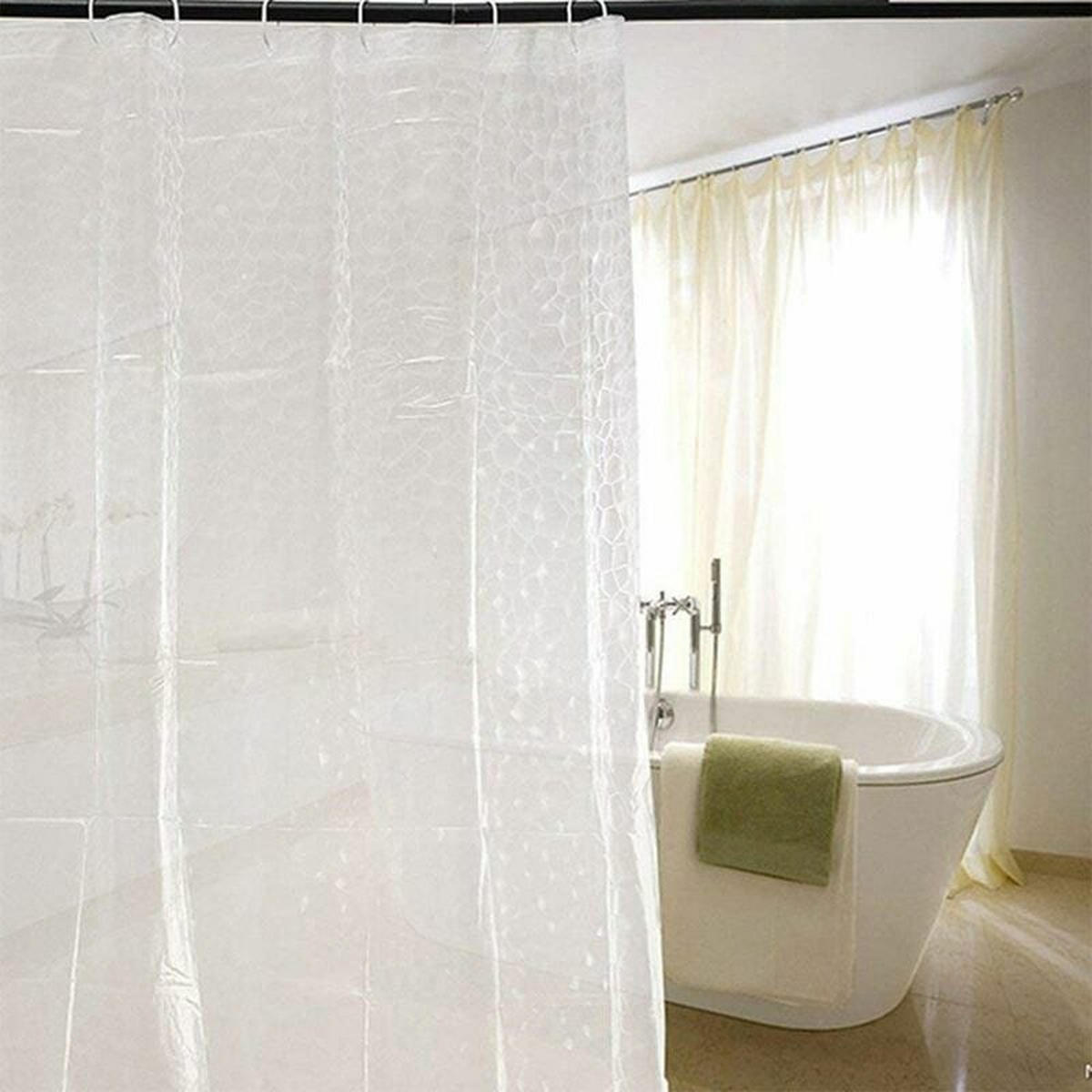 DUSCHVORHANG EVA dick 120 x 180 cm transparent wasserdicht schimmelresistent Badezimmer - Transparent, Textil (180/120cm) - MCBOSON