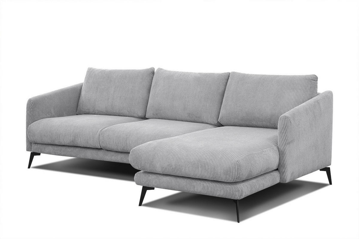 ECKSOFA VILT 4-Sitzer, hellgrau - Hellgrau/Schwarz, Holzwerkstoff/Textil (255/156cm) - Courtois Laville