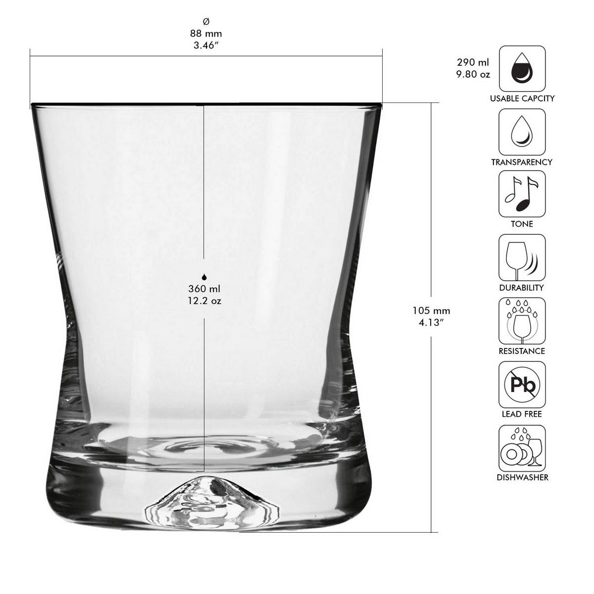 WHISKYGLÄSER X-Line, 6er-Set, 360 ml - Transparent, Glas (0.36L) - Krosno Glass
