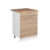 SKŘÍŇKA POD DŘEZ R-Line, Sonoma/Bílá, 60 cm pracovní deska Zlatý mocný dub - bílá/Sonoma dub, kompozitní dřevo (60/81.6/60cm) - Vicco