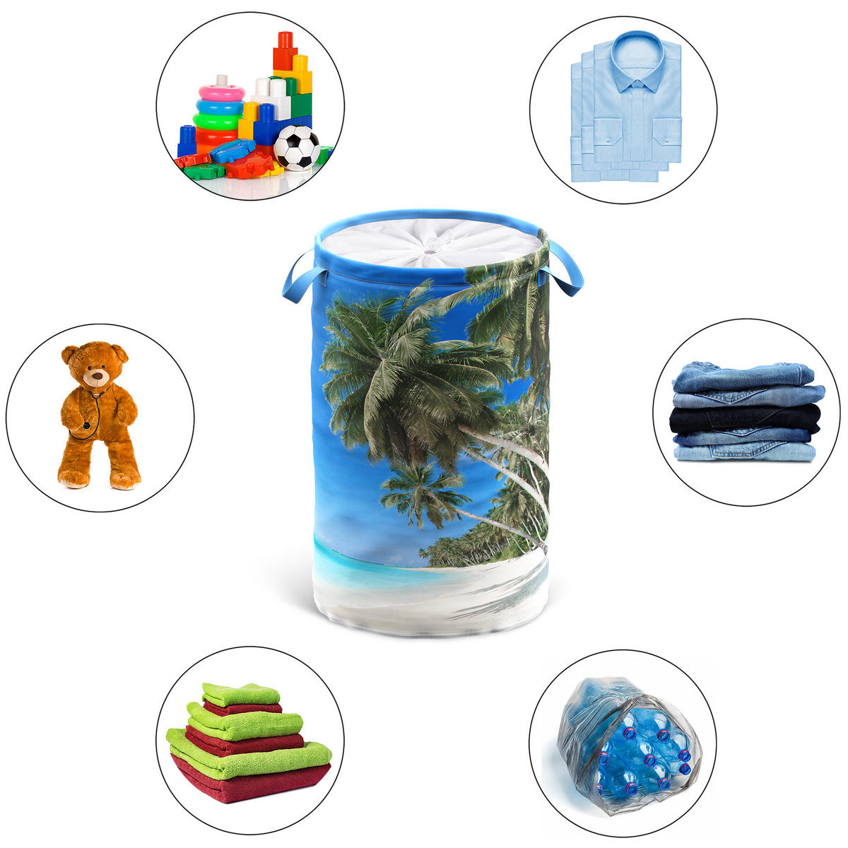 WÄSCHEKORB Karibik - Blau, Textil (37/55/55cm) - Sanilo