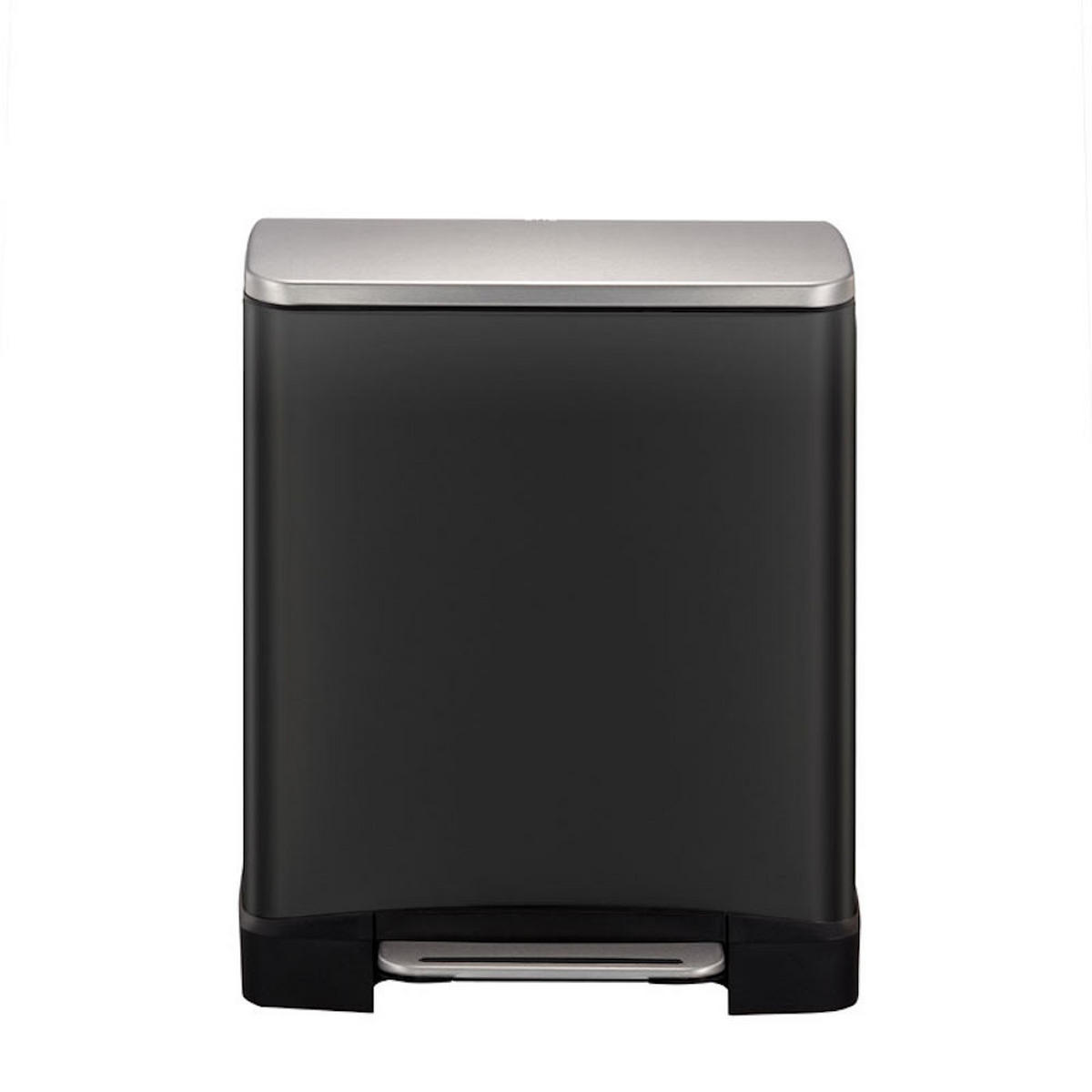MÜLLEIMER Stilvoller Rechteckiger Mit Extra Breitem Pedal 19 Liter 44,6 x 36,6 x 31,9 cm 2 Inneneimer Schwarz Deckel Edelstahl - Schwarz, Metall (36.6/44.6/31.9cm) - PROREGAL