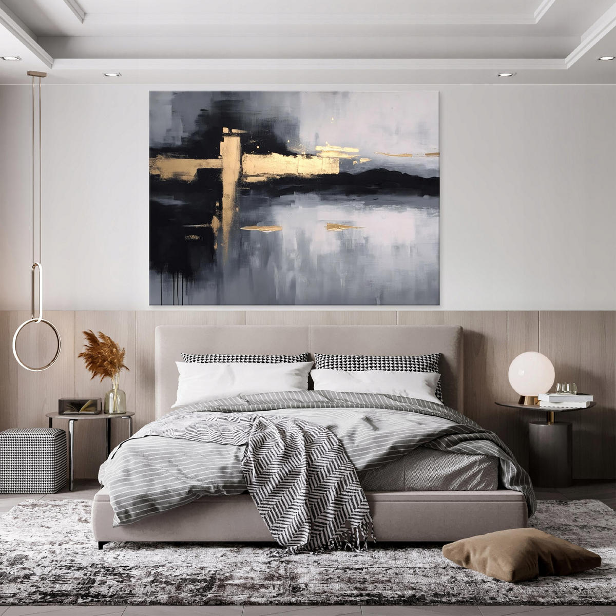 LEINWANDBILD Abstrakt Marbre Schwarz 60x40 cm - Multicolor, Holzwerkstoff (60/40cm) - Wallarena