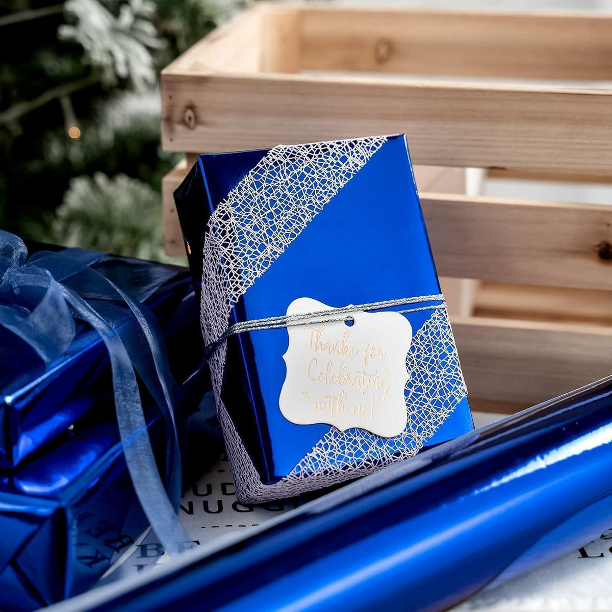 GESCHENKPAPIER Metallic Königsblau 43 cm x 10 m - Blau, Papier (4/44/4cm)