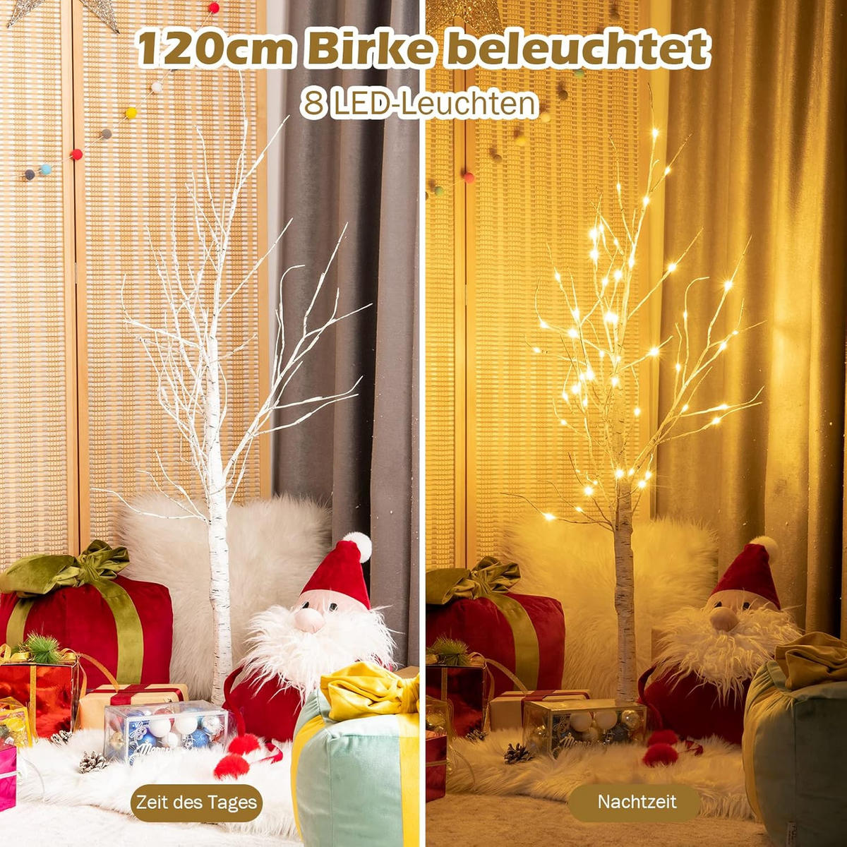 WEIHNACHTSBAUM Künstlicher Weiß - Weiß, Kunststoff (120cm) - COSTWAY