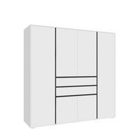KLEIDERSCHRANK 4-türig FALUN (B/H/T: ca. 197/194/56 cm) in weiß/weiß - Weiß, Holzwerkstoff (197/194/56cm)