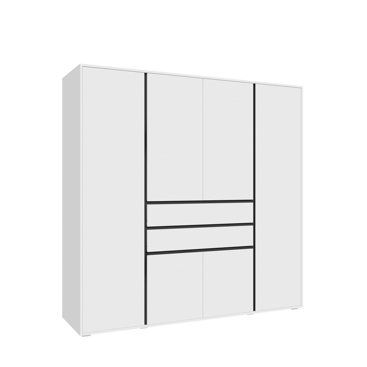 KLEIDERSCHRANK 4-türig FALUN (B/H/T: ca. 197/194/56 cm) in weiß/weiß - Weiß, Holzwerkstoff (197/194/56cm)